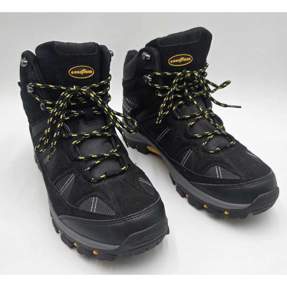 Goodyear Teton Men's Hiking Boots Black Yellow Mid Top Lug Sole GY801401 Size 11